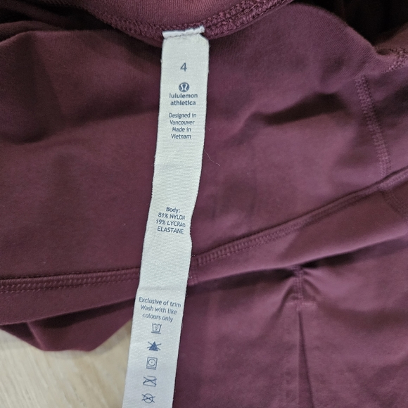 COPY - Lululemon Gather and Crow High-Rise Crop Leggings Size 4 in Burgundy/Plum - Picture 6 of 8